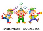 the three clowns are playing the attraction with the good costume