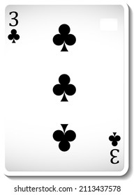 Three of Clubs Playing Card Isolated illustration