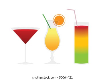 Three cocktail glasses of different shape, vector illustration
