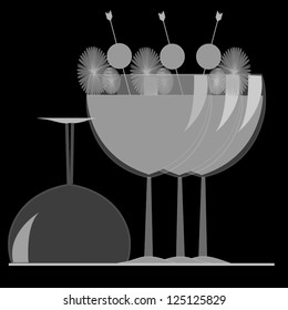 Three cocktails with black background