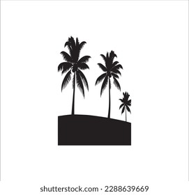 Three coconut tree silhouette vector art