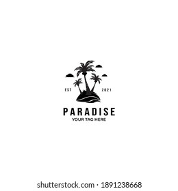 three coconut tree vector logo minimalist illustration vintage