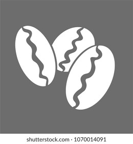 three coffee beans on a gray background icon