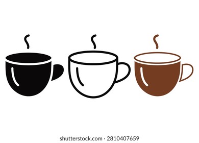 Three Coffee Cups With Steam Isolated Background