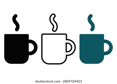 Three Coffee Mugs With Steam Isolated Icons
