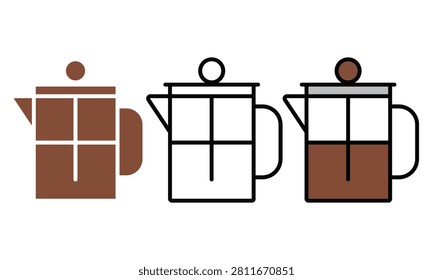 Three coffee pourover brewing illustrations showing process steps
