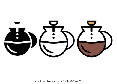 Three coffee pourover brewing process illustrations