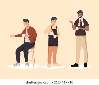 three coffee shop persons group