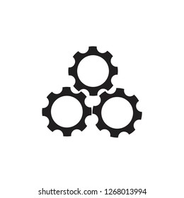three cog machine symbol logo vector