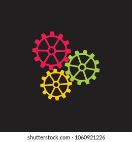 three cog wheel machine symbol logo vector