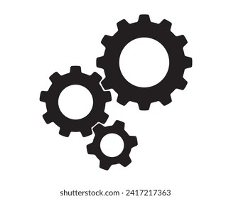 Three Cogs, Machinery Symbols Stock, vector illustration isolated on white background, eps