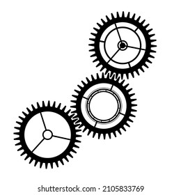 three cogwheel black isolated on white icon 