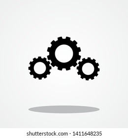 Three Cogwheels Icon with Gray Shadow