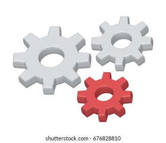 three cogwheels isolated on white background