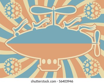 Three Color Abstract Airshop and Gear Background Editable Vector Illustration