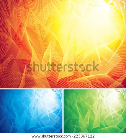 Three color abstract backgrounds. Eps8. CMYK. Organized by layers. Global colors. Gradients used.