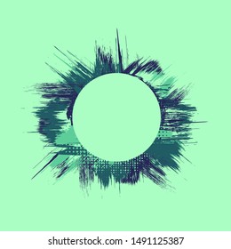 Three color abstract circle grunge background with different brushes