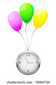 Three color air balls of hours lifting a dial