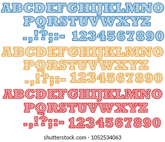 Three color alphabets.