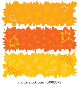 Three color autumnal banners. Vector illustration.