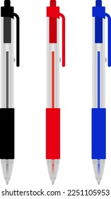 Three color ballpoint pens set.