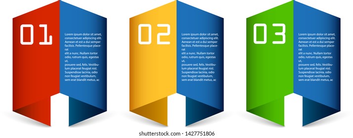 Three color banners set with number and place for your content - Vector