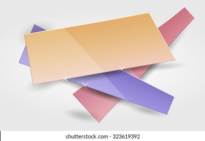three color banners with shadow on gray background