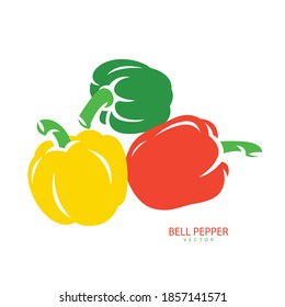 Three color bell peppers, simple design.