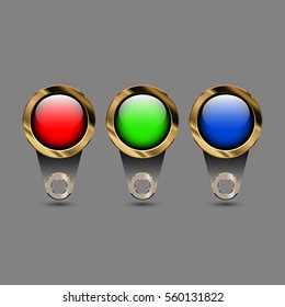 Three color buttons, eps10