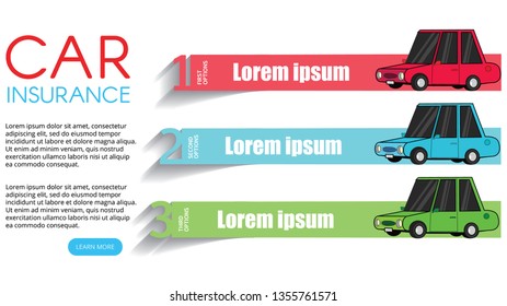 Three color car on the  bar straight Flat Vector for business information rendering