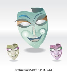 three color Carnival Mask