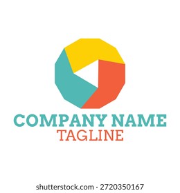 Modelo de logotipo de ícone de círculo de três cores. Logotipo comercial da marca da empresa
