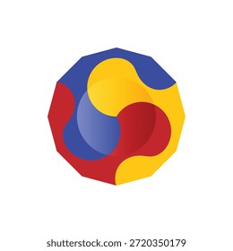 Plantilla de logotipo de icono de círculo de tres colores. Logotipo del negocio de la marca de la compañía