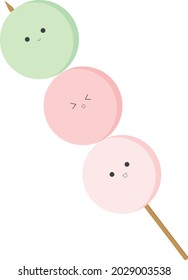 dango mochi de tres colores en un palo