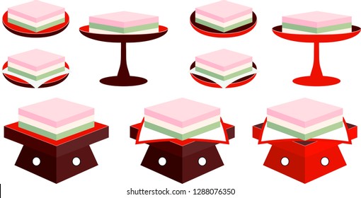 Three color Diamond shaped Rice cake for Hinamatsuri set