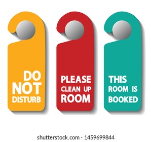 three color of door tag with text vector illustrations