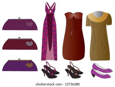 Three color dress for summer and accessories