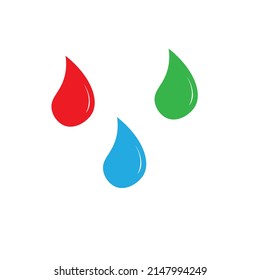 Three color droplets or drops minimalist image