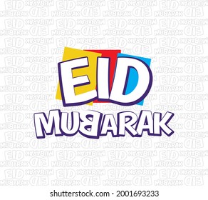 Three color Eid Mubarak vector background 