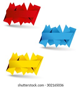 three color empty folding paper icons