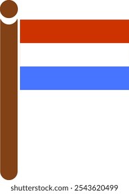 three color flag with pole, symbol for country