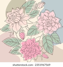 three color flower picture vector illustrator