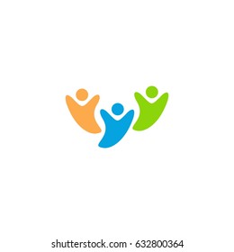 Three Color Human Happy Logo Concept