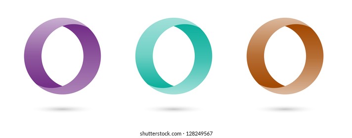 Three color isolated floating circle graphic elements / color overlapping circles
