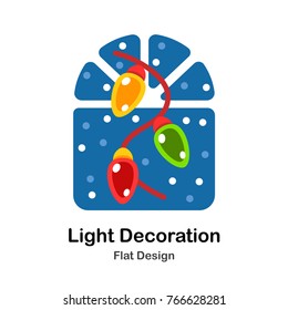 three color Light Decoration flat illustration icon