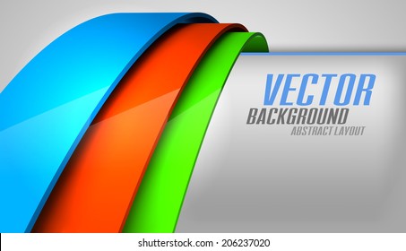Three color lines as modern layout. Vector background.