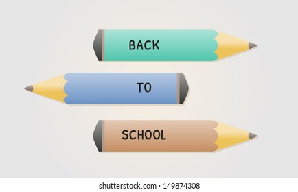 three color pencils with text Back to school