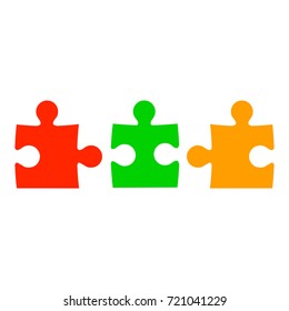 Three color puzzle - stock vector