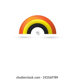 Three color rainbow in the color of German flag. Scalable isolated vector illustration element for weather subject, brochure graphics, or for web design 