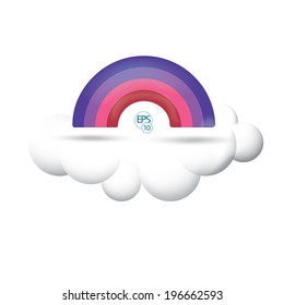 Three color rainbow in pink - purple -blue color concept . Scalable isolated vector illustration element for weather subject, invitation brochure graphics, or for web design 